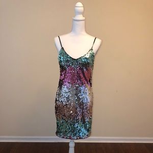 Express multi-colored sequin mini dress